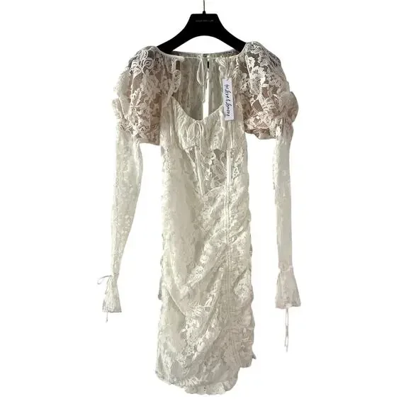 For Love & Lemons Revolve White Lace Victoria Mini Dress size XS CL1